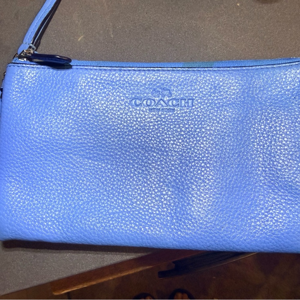Coach Vibrant Blue Leather Wristlet